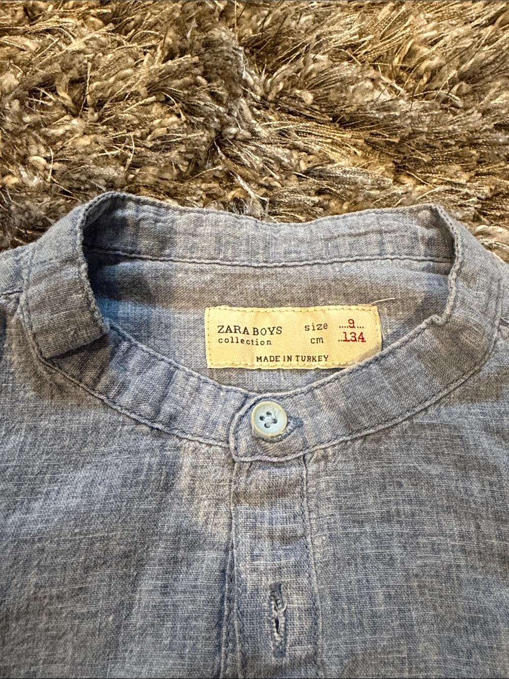 NWOT Zara Light Blue Grandad Collar Button-Down Shirt